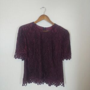 Vintage Cachet Bari Protas Burgundy Lace Top Size 12 Feminine Coquette Whisigoth